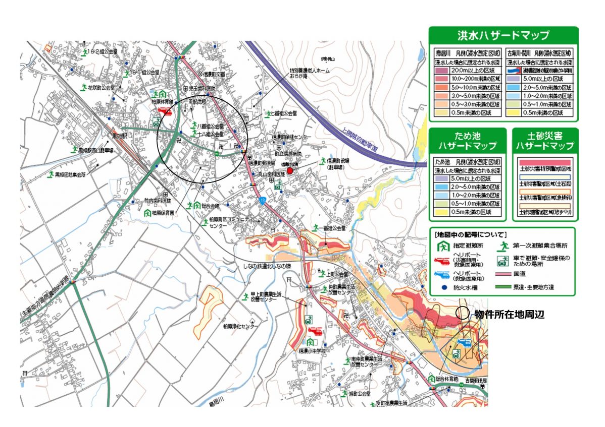 主要施設へのアクセス抜群！な土地☆柏原【土地ｰ3】のハザードマップ